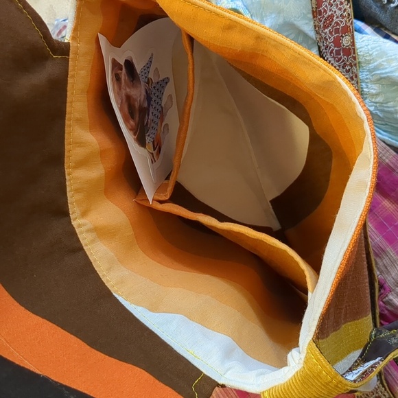 Retro Autumn Colors 60s Crossbody Bag Fall Leaves Satchel Vintage Materials - Picture 7 of 9